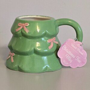 NWT Pink Bow Christmas Tree Mug